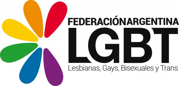 La imagen muestra el logo de la Federación Argentina de Lesbianas, Gays, Bisexuales y Trans.