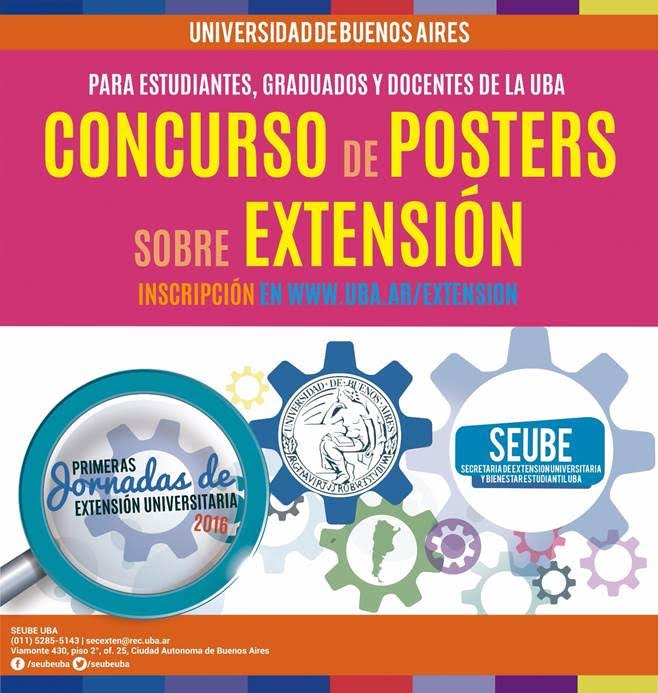 La imagen muestra el poster de difusión del Concurso de Posters de las Jornadas de Extensión.