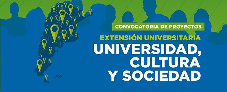 La foto muestra el banner de difusión de la Convocatoria a Proyectos de Extensión Universitaria "Universidad, Cultura y Sociedad" de la SPU.